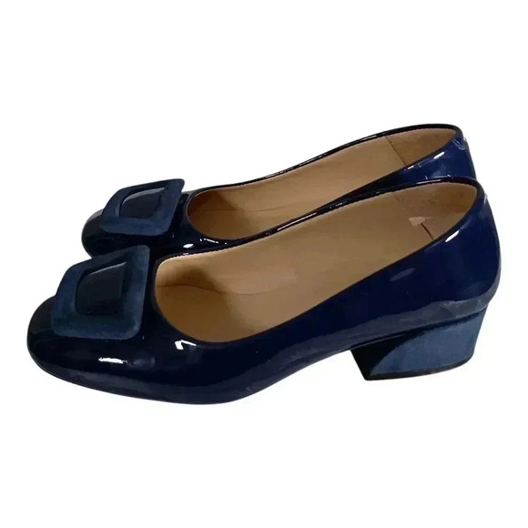 Girotti Classic Heeled Shoes Slip On Navy Blue Leather Handmade 35/US 4 - 5 - Picture 7 of 10